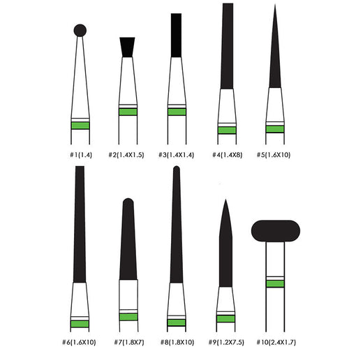 Diamond Burs - Coarse 5pcs (Friction Grip)